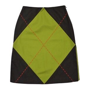 Vintage Moschino Cheap and Chic black label Wool Skirt geometric pattern size 8